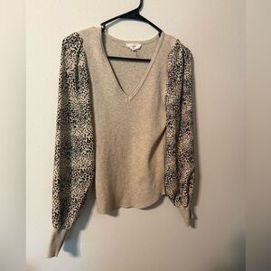 Entro Beige and Black Leopard Print Blouse